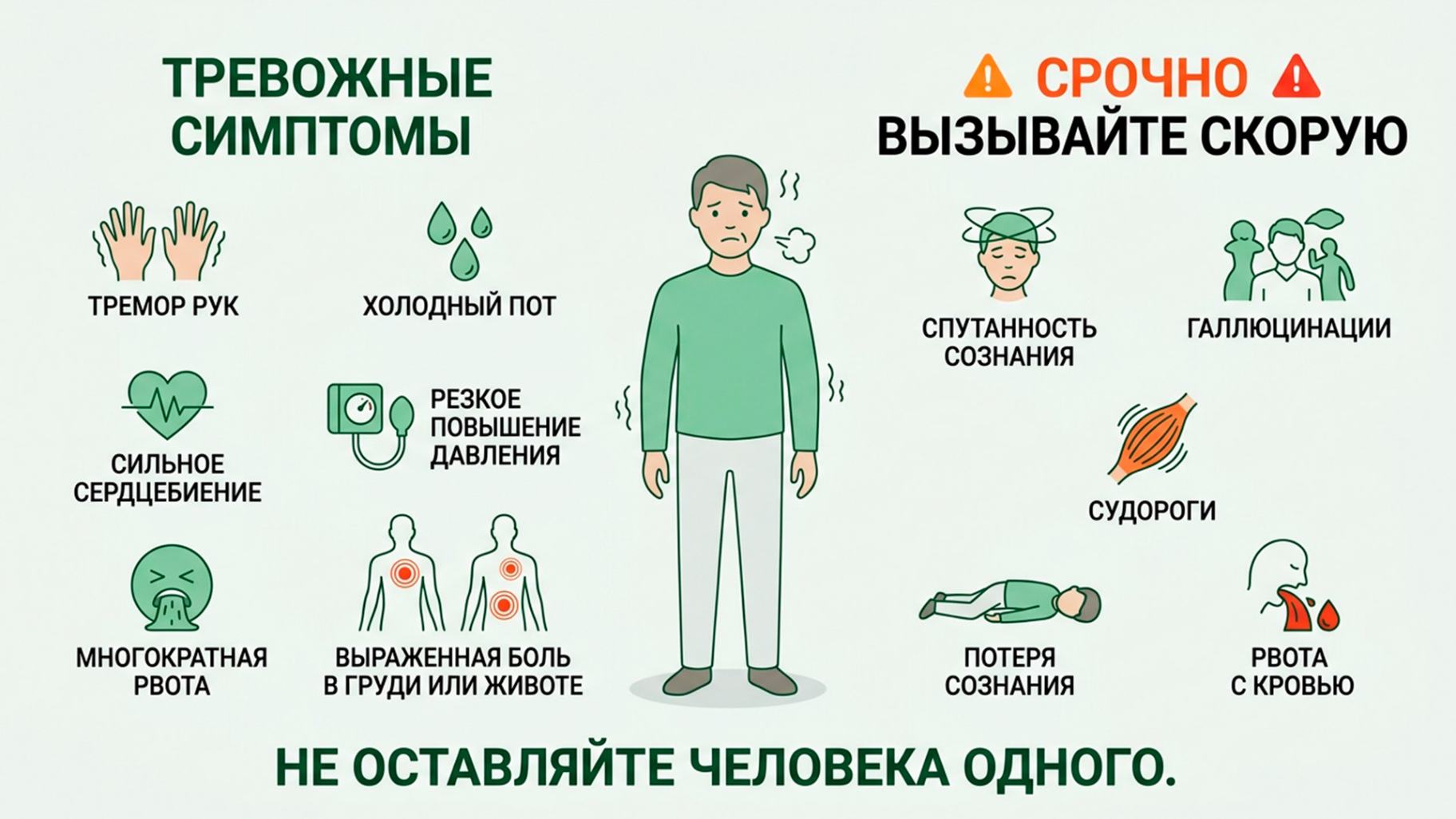 Опасные симптомы при выходе из запоя и показания для вызова скорой помощи